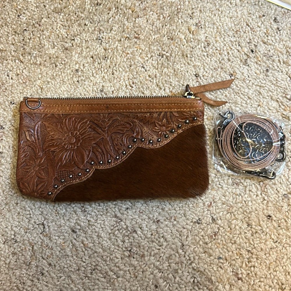 Montana West Hair On Clutch with removable strap